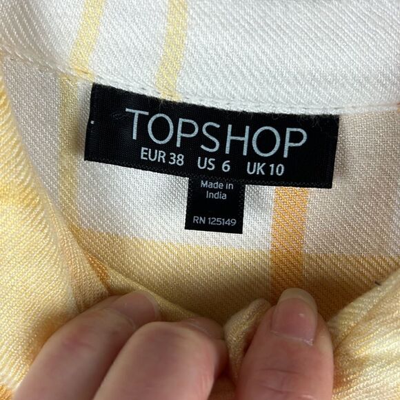 Topshop Yellow Plaid Front Pocket Button Up - Picture 8 of 10